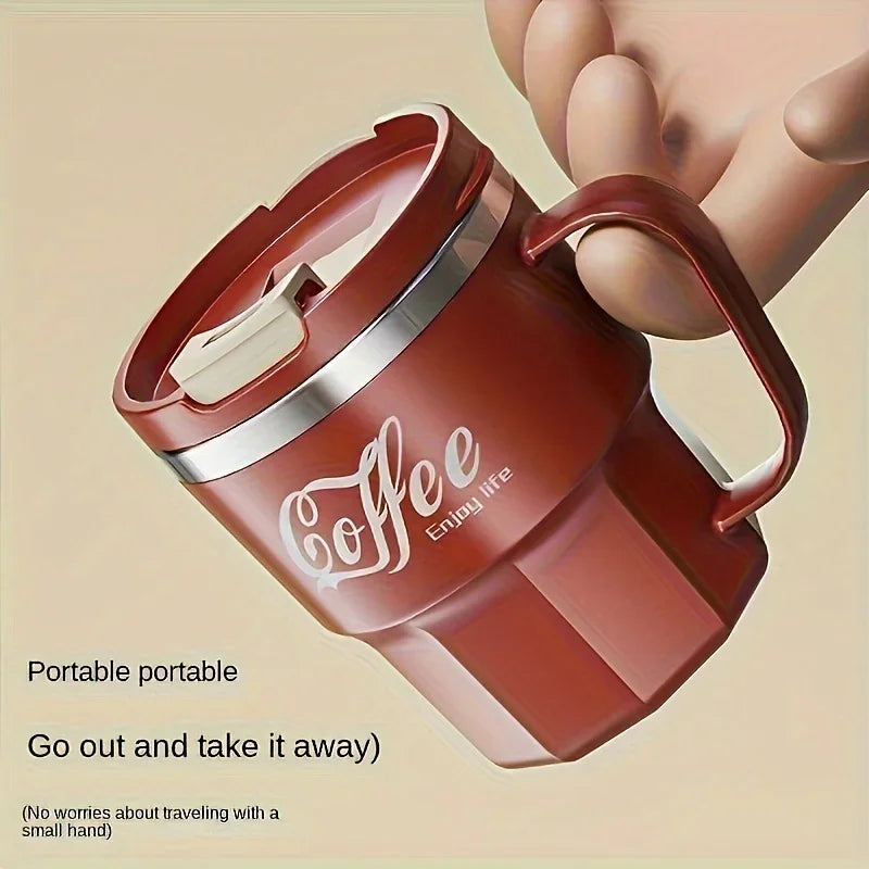 1pc Stainless Steel Coffee Mug with Lid Milk Cup Double-Walled BPA-Free Spill-Proof for Hot Cold Drinks Drinkware Gift